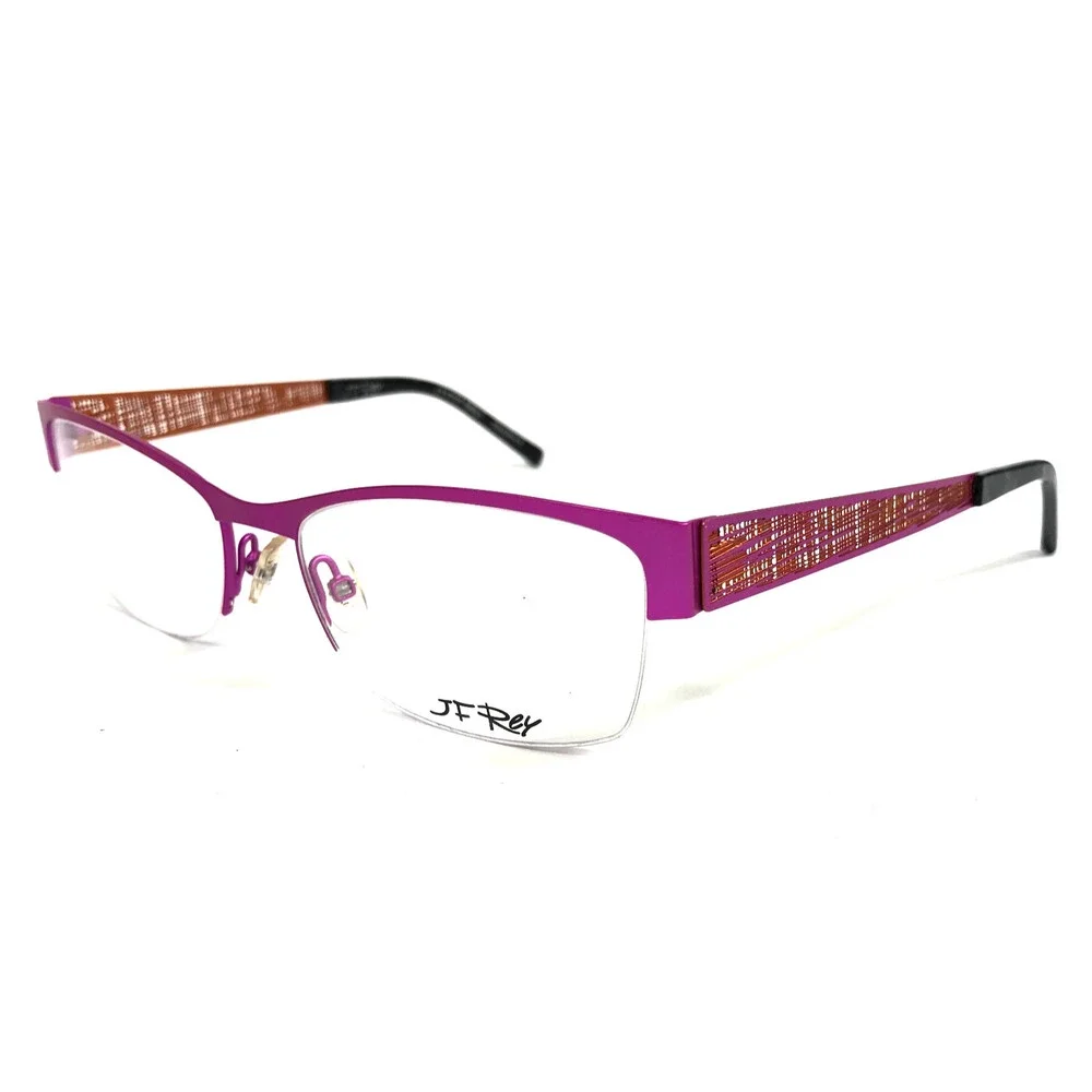 J.F. Rey Eyeglasses Frames JF2587 8060 Pink Orange Cat Eye Half Rim 54-17-140